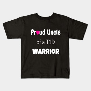 Proud Uncle White Font Pink Heart Kids T-Shirt